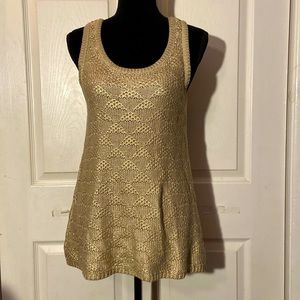 Moth Anthropologie Grey Metallic Knit Top Tank sz M